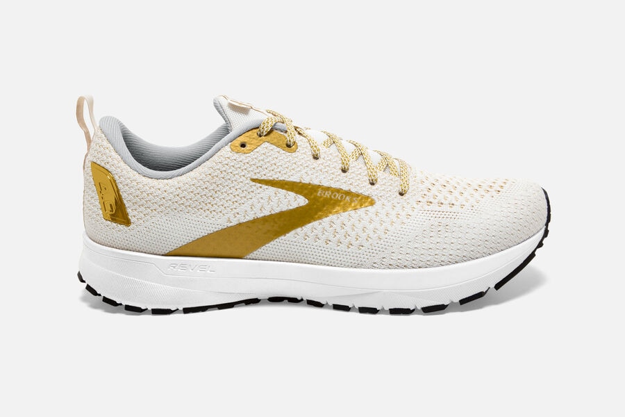 Brooks Revel 4 Womens UK - Road Running Shoes - White/Gold 102-OJYVDA